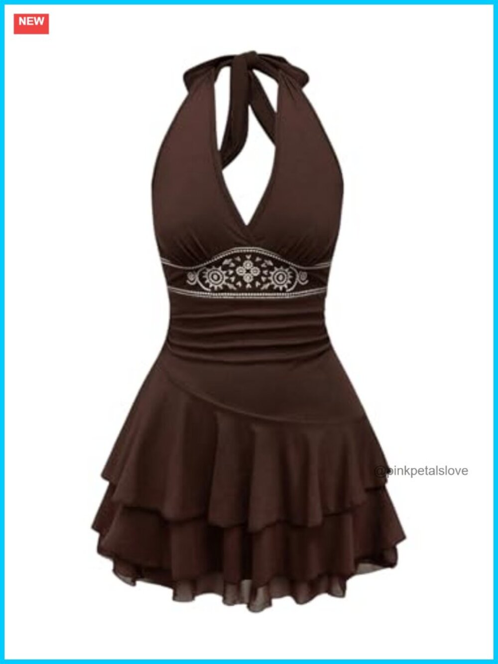 SOLY HUX Halter Mini Dress Backless Tiered Ruffle Party Clubwear